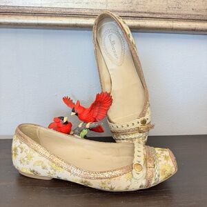 Balloo Gold Metallic Braided Flats EU 42 US 9 Boho Vintage Buckle Ballerinas